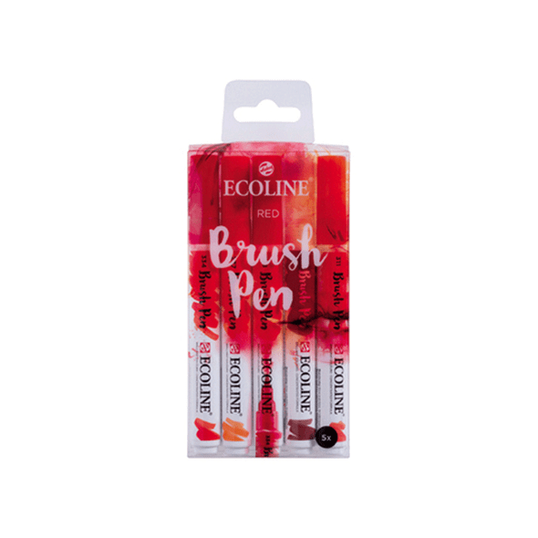 Ecoline | Watercolour Brush Pens | Red | Pack of 5 - Main Image