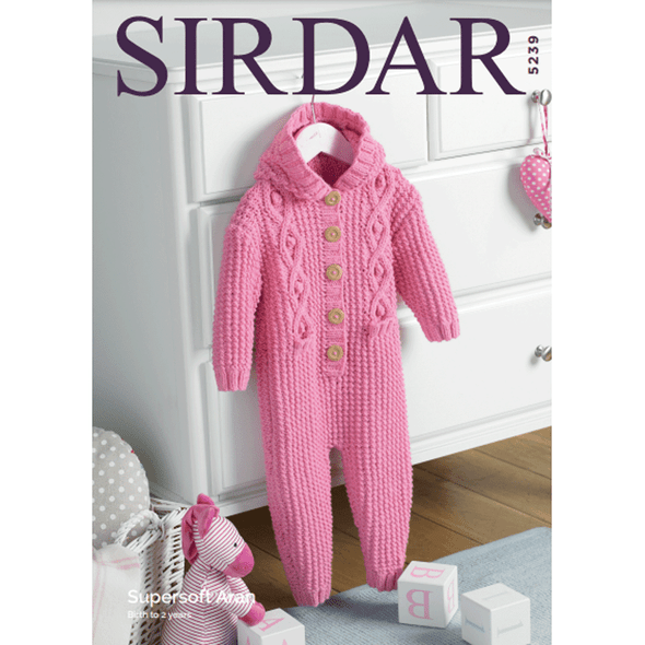 Hooded All-In-One Knitting Pattern | Sirdar Supersoft Aran 5239 | Digital Download - Main Image