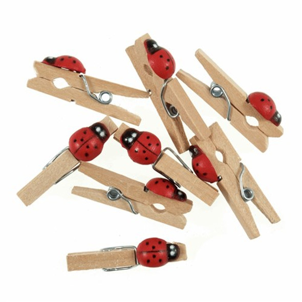 Miniature Wooden Pegs with Ladybirds | Trimits | 8pcs