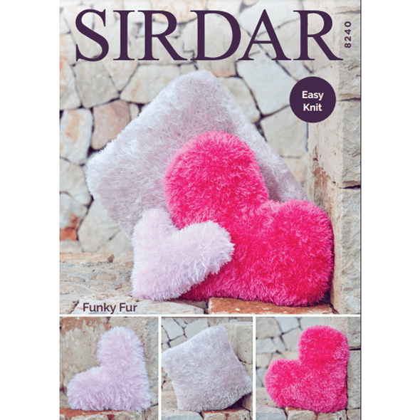 Easy Knit Cushions Knitting Pattern | Sirdar Funky Fur 8240 | Digital Download - Main Image