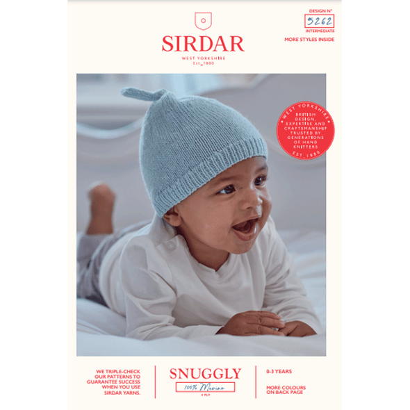 Baby Hats And Bonnets Knitting Pattern | Sirdar Snuggly 100% Merino 4 Ply 5262 | Digital Download - Main Image