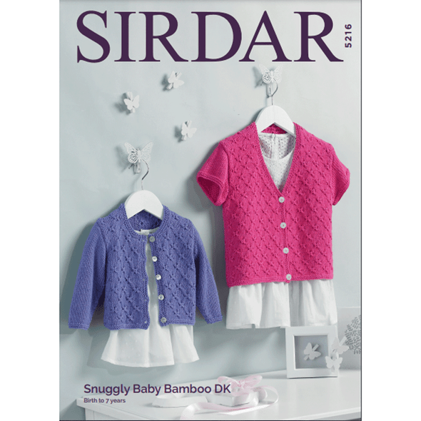 Baby Girl's Cardigans Knitting Pattern | Sirdar Snuggly Baby Bamboo DK 5216 | Digital Download - Main Image