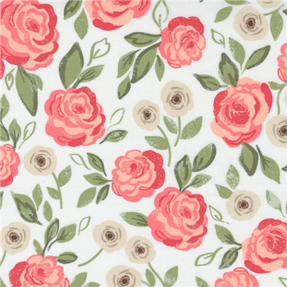 Love Notes | Lella Boutique | Moda Fabrics | 5150-11 | Roses in Bloom Cloud