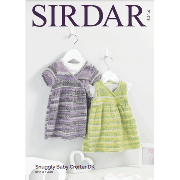 Baby Girl's Dresses Knitting Pattern | Sirdar Snuggly Baby Crofter DK 5214 | Digital Download - Main Image