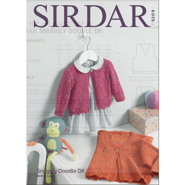 Girl's Cardigan Knitting Pattern | Sirdar Snuggly Doodle DK 5209 | Digital Download - Main Image