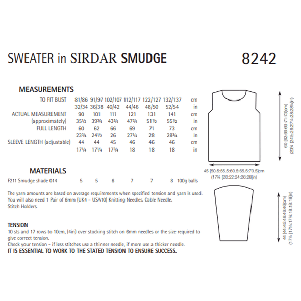 Sweaters Knitting Pattern | Sirdar Smudge 8242 | Digital Download - Pattern Information