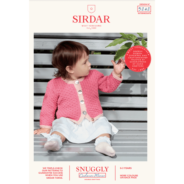 Babies and Girls  Cardigan Knitting Pattern | Sirdar Snuggly Cashmere Merino DK 5242 | Digital Download - Main Image