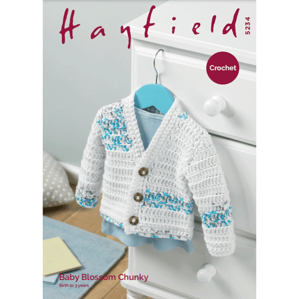 Boy's Cardigan Crochet Pattern | Sirdar Hayfield Baby Blossom Chunky 5234 | Digital Download - Main Image