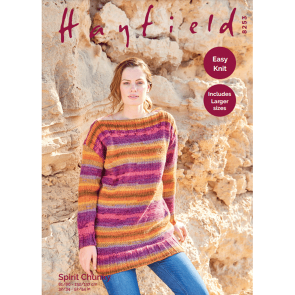 Woman's Tunic Sweater Knitting Pattern | Sirdar Hayfield Spirit Chunky 8253 | Digital Download - Main Image