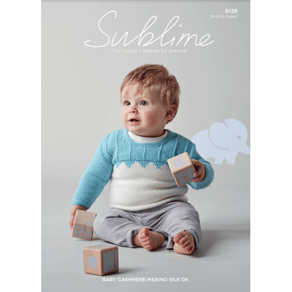 Baby Boy's Sweater Knitting Pattern | Sirdar Sublime Baby Cashmere Merino Silk DK 6138 | Digital Download - Main Image