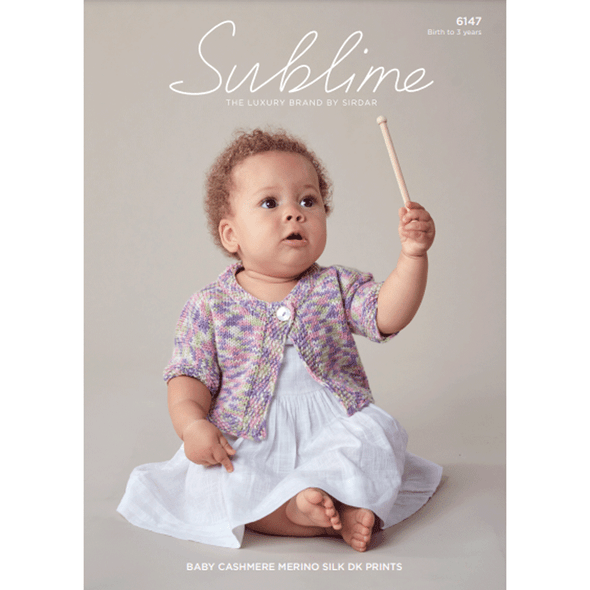 Baby Girl's Cardigan Knitting Pattern | Sirdar Sublime Baby Cashmere Merino Silk DK Prints 6147 | Digital Download - Main Image