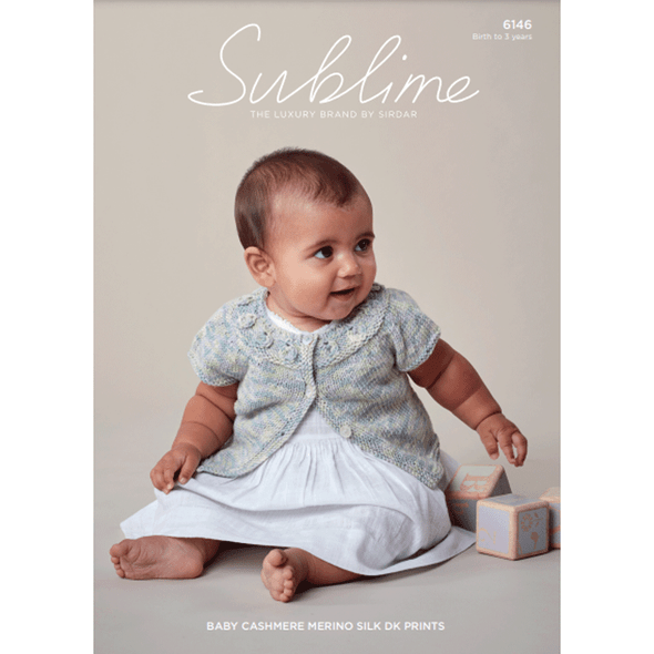 Baby Girl's Sleeveless Yoke Cardigan Knitting Pattern | Sirdar Sublime Baby Cashmere Merino Silk DK Prints 6146 | Digital Download - Main Image