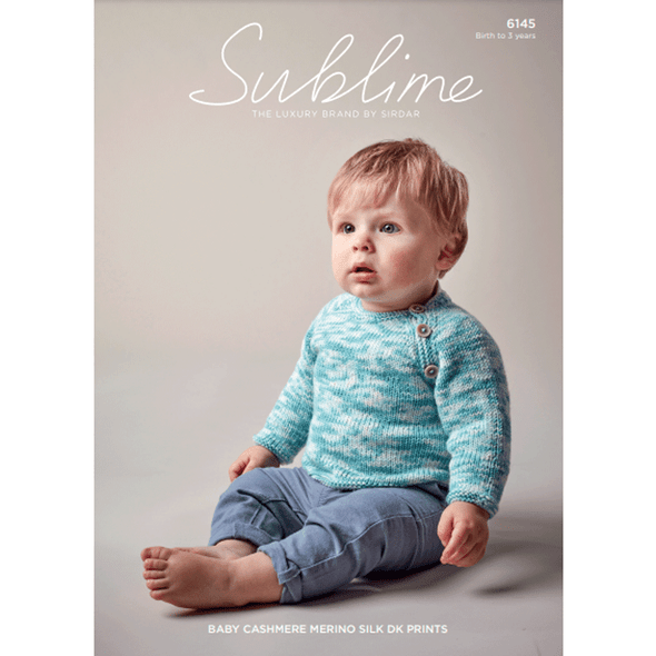 Baby Boy's Sweater Knitting Pattern | Sirdar Sublime Baby Cashmere Merino Silk DK Prints 6145 | Digital Download - Main Image