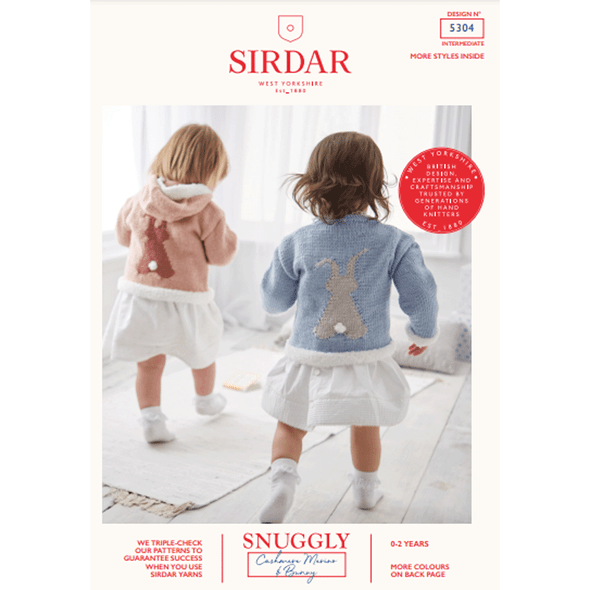 Baby Girl's Round Neck Sweater And Hooded Sweater Knitting Pattern | Sirdar Snuggly Cashmere Merino DK & Snuggly Bunny 5304 | Digital Download - Main Image