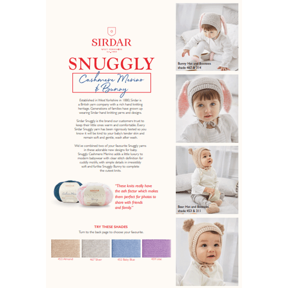 Baby Boy's & Girl's Hats And Bootees Knitting Pattern | Sirdar Snuggly Cashmere Merino DK & Snuggly Bunny 5303 | Digital Download
