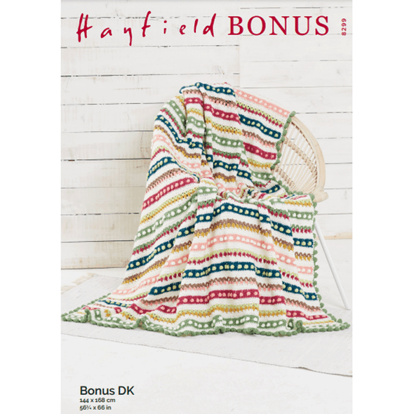 Tulip And Bobble Blankets Crochet Pattern | Sirdar Hayfield Bonus DK 8299 | Digital Download - Main Image