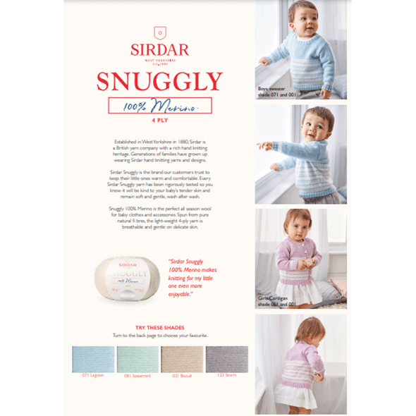 Babies Cardigan And Sweater Knitting Pattern | Sirdar Snuggly 100% Merino 4 Ply 5300 | Digital Download - Image