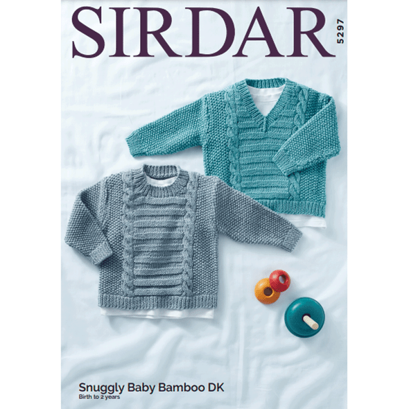 Baby Boy's Sweater Knitting Pattern | Sirdar Snuggly Baby Bamboo DK 5297 | Digital Download - Main Image