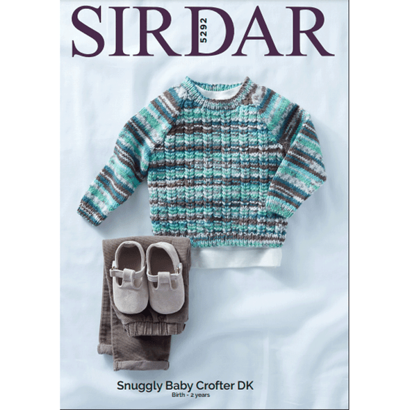 Baby Boy's Round Neck Sweater Knitting Pattern | Sirdar Snuggly Baby Crofter DK 5292 | Digital Download - Main Image