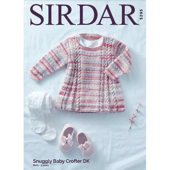 Baby Girl's Tunic Knitting Pattern | Sirdar Snuggly Baby Crofter DK 5295 | Digital Download - Main Image