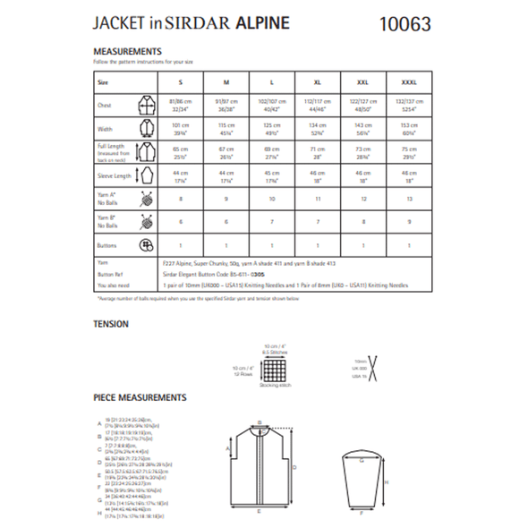 Woman's Jacket Knitting Pattern | Sirdar Alpine 10063 | Digital Download - Pattern Information