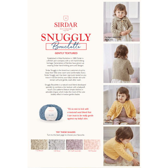 Baby Girl's Cardigan Knitting Pattern | Sirdar Snuggly Bouclette 5313 | Digital Download - 