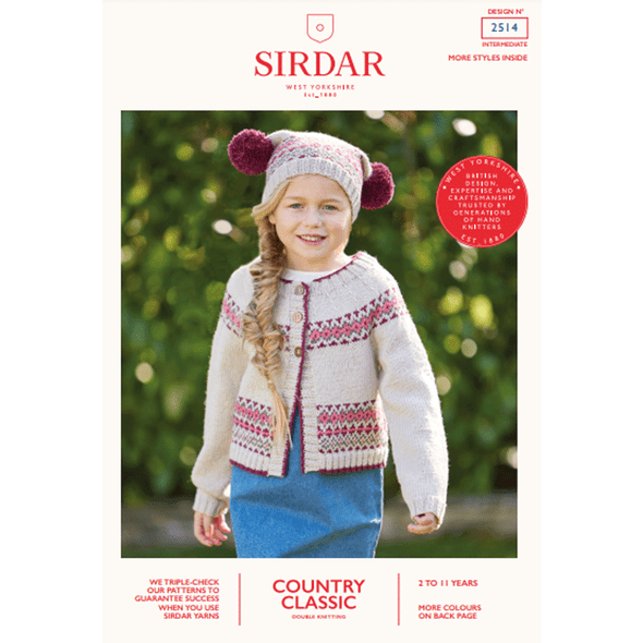 Girl's Cardigan And Hat Knitting Pattern | Sirdar Country Classic DK 2514 | Digital Download - Main Image