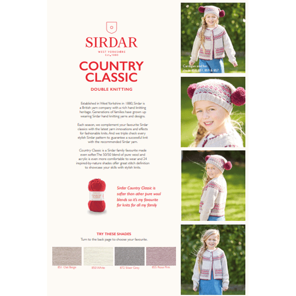 Girl's Cardigan And Hat Knitting Pattern | Sirdar Country Classic DK 2514 | Digital Download