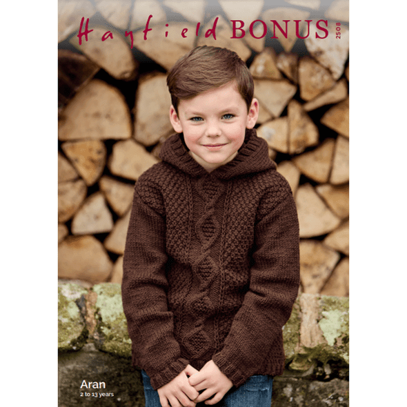 Boy's Hooded Sweater Knitting Pattern | Sirdar Hayfield Bonus Aran 2508 | Digital Download  - Main Image