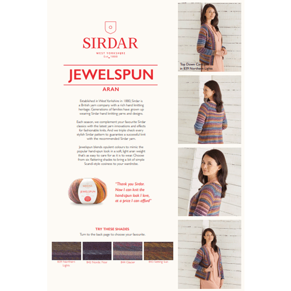 Women's Top Down Cardigan Knitting Pattern | Sirdar Jewelspun Aran 10026 | Digital Download -