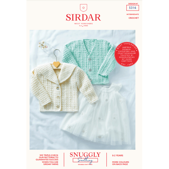 Baby Girl's Cardigan Crochet Pattern | Sirdar Snuggly Soothing DK 5316 | Digital Download - Main Image
