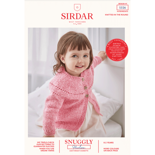 Baby Girl's Yoke Cardigan Knitting Pattern | Sirdar Snuggly Heirloom 5326 | Digital Download - Main Image