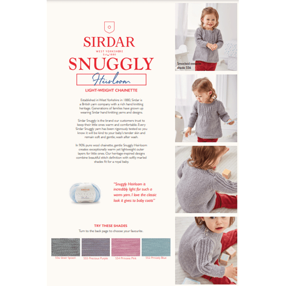 Baby Girl's Smocked Sweater Knitting Pattern | Sirdar Snuggly Heirloom 5324 | Digital Download