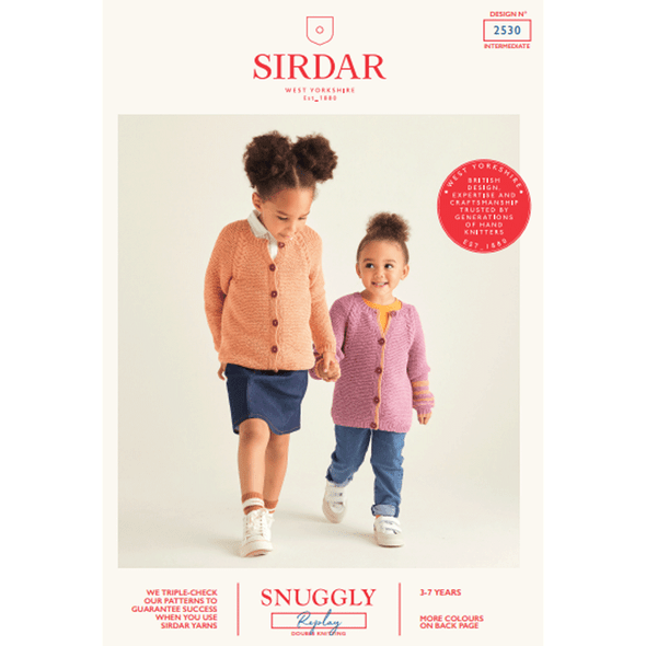 Girl's Single And 2 Color Cardigans Knitting Pattern | Sirdar Snuggly Replay DK 2530 | Digital Download - Main Image