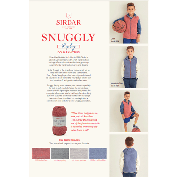 Boy's Gilets Knitting Pattern | Sirdar Snuggly Replay DK 2534 | Digital Download