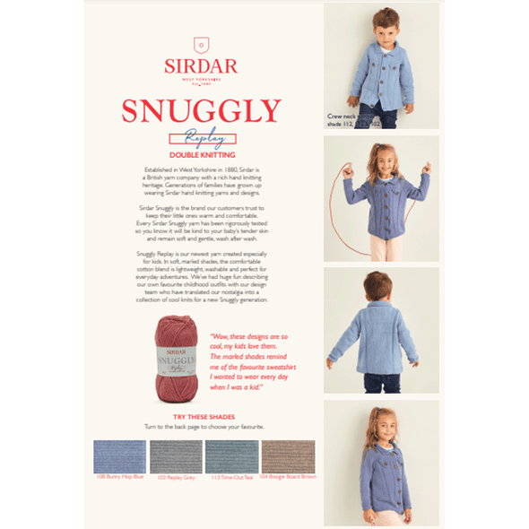 Children's Crew Neck Jumper Knitting Pattern | Sirdar Snuggly Replay DK 2537 | Digital Download