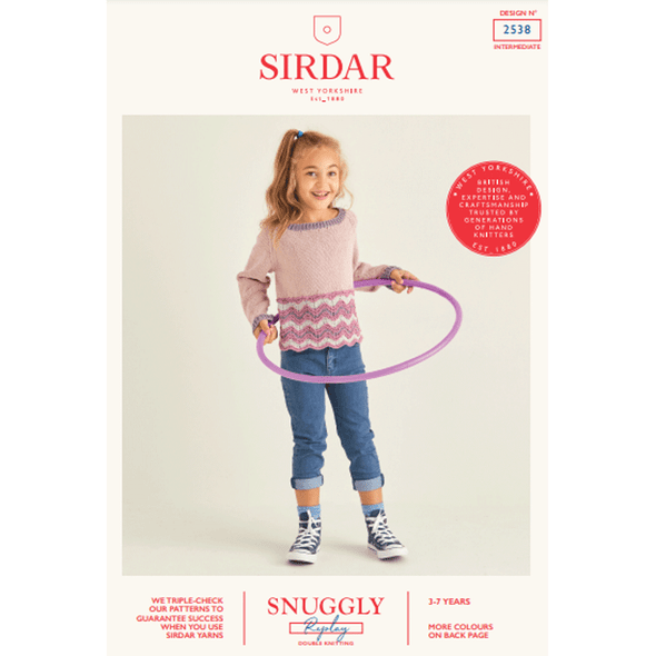 Girl's Sweater Knitting Pattern | Sirdar Snuggly Replay DK 2538 | Digital Download - Main Image