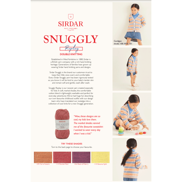 Girl's Striped Cardigan Knitting Pattern | Sirdar Snuggly Replay DK 2542 | Digital Download