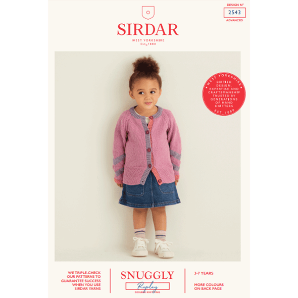 Girl's Cardigan Knitting Pattern | Sirdar Snuggly Replay DK 2543 | Digital Download - Main Image