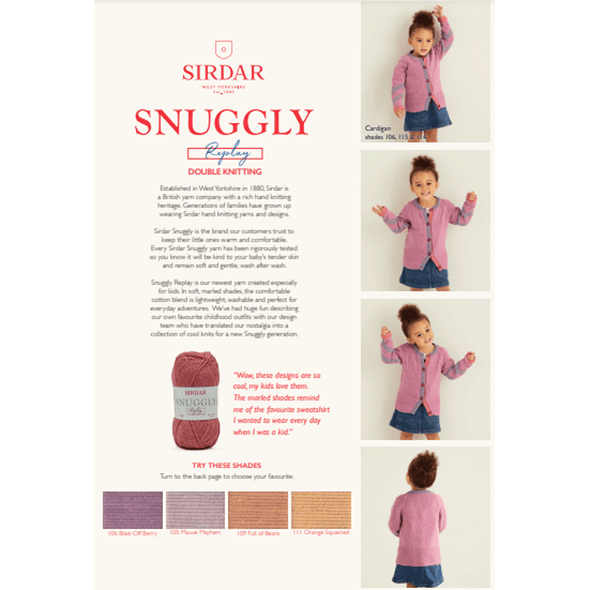 Girl's Cardigan Knitting Pattern | Sirdar Snuggly Replay DK 2543 | Digital Download