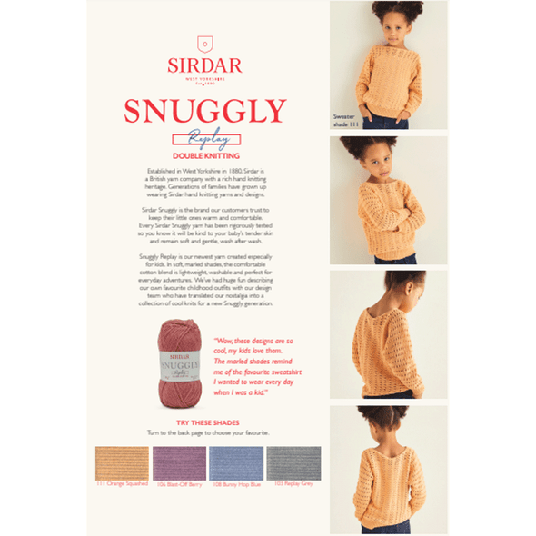Girl's Lace Mesh Sweater Knitting Pattern | Sirdar Snuggly Replay DK 2548 | Digital Download