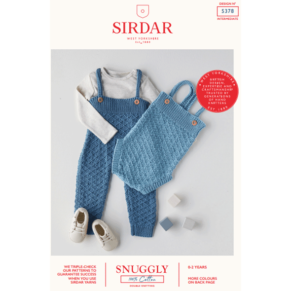 Babies Romper And All in One Knitting Pattern | Sirdar Snuggly 100% Cotton DK 5378 | Digital Download - Main Image