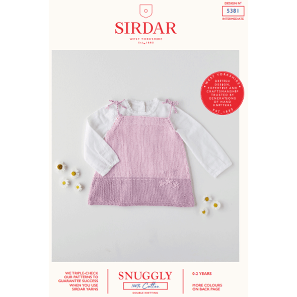 Babies Strappy Pinafore Knitting Pattern | Sirdar Snuggly 100% Cotton DK 5381 | Digital Download - Main Image