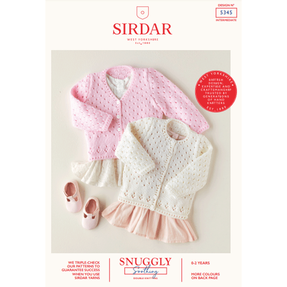 Baby Girl's Lace Cardigan Knitting Pattern | Sirdar Snuggly Soothing DK 5345 | Digital Download - Main Image