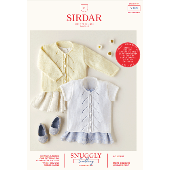 Babies Long And Short Sleeve Cardigan Knitting Pattern | Sirdar Snuggly Soothing DK 5348 | Digital Download - Main Image