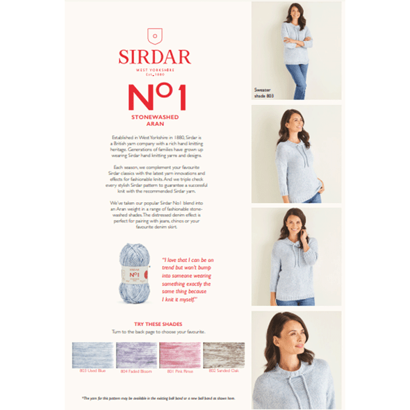 Women's Boxy Sweatshirt Knitting Pattern | Sirdar No.1 Stonewashed Aran 10108 | Digital Download