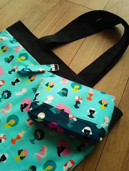 That Crafty Dafty Handmade Oversized Tote / Shopping Bag & Zipper Pouch/ Make-up Bag and Key Fob Bundle - main image