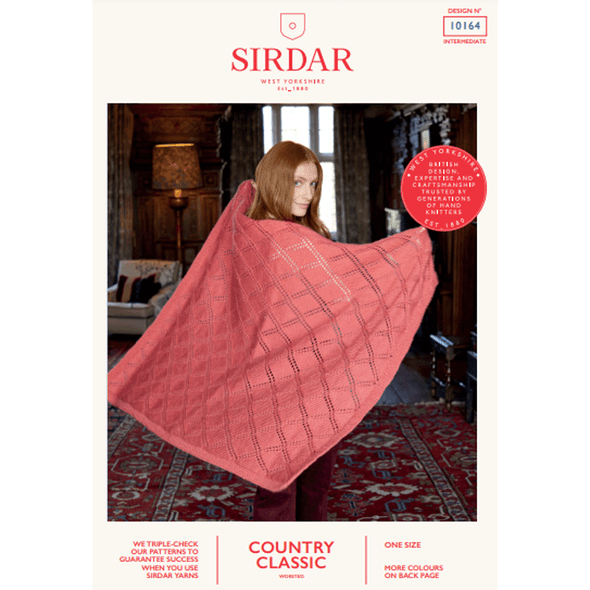 Women's Diamond Trellis Afghan Knitting Pattern | Sirdar Country Classic Worsted 10164 | Digital Download - Main Image