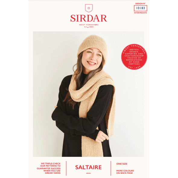 Women's Hat And Scarf Knitting Pattern | Sirdar Saltaire Aran 10183 | Digital Download - Main Image