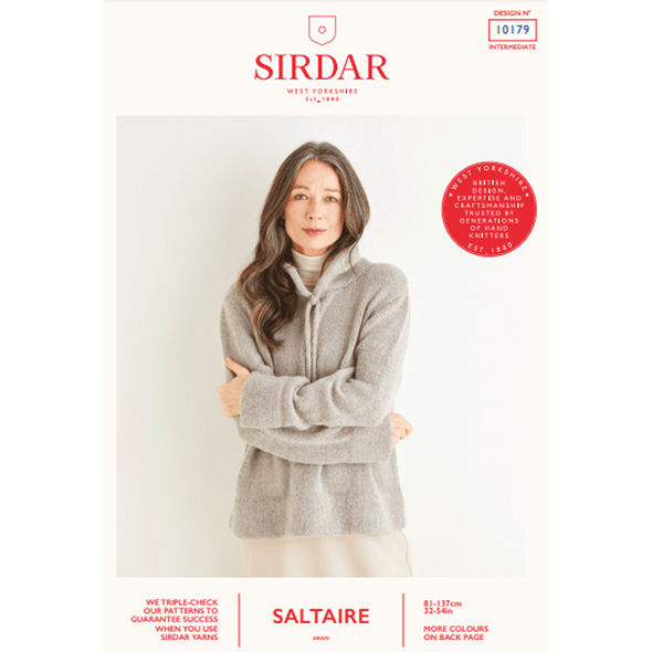 Women's Hoodie Knitting Pattern | Sirdar Saltaire Aran 10179 | Digital Download - Main Image